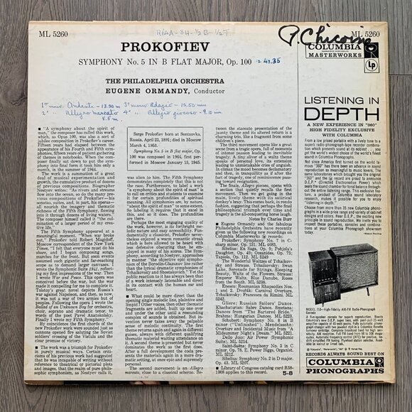 Vintage 50s Prokofiev Symphony No. 5 The Philadelphia Orchestra, Eugene Ormandy - Picture 4 of 6